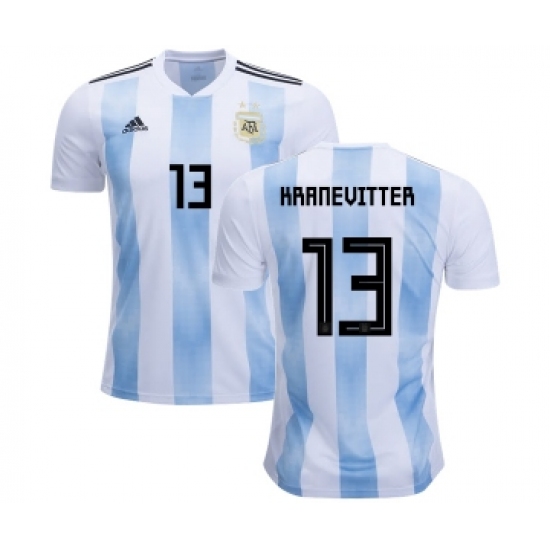 Argentina #13 Kranevitter Home Kid Soccer Country Jersey