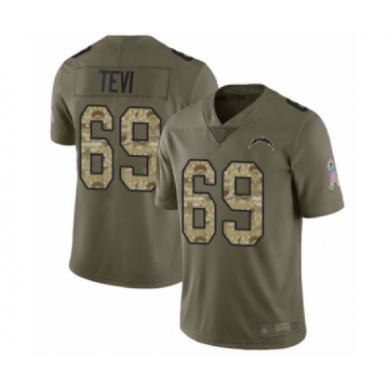Men's Los Angeles Chargers #69 Sam Tevi Limited Olive Camo 2017 Salute to Service Football Jersey - Ujersey