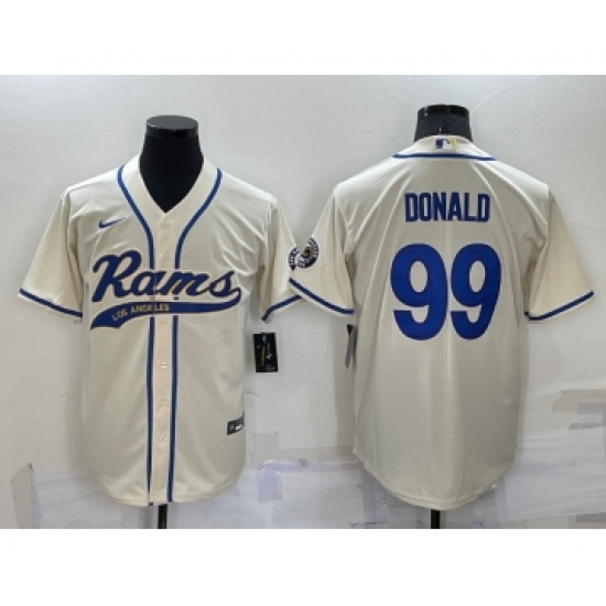 Men's Los Angeles Rams #99 Aaron Donald Cream Stitched Cool Base Nike Baseball Jersey
