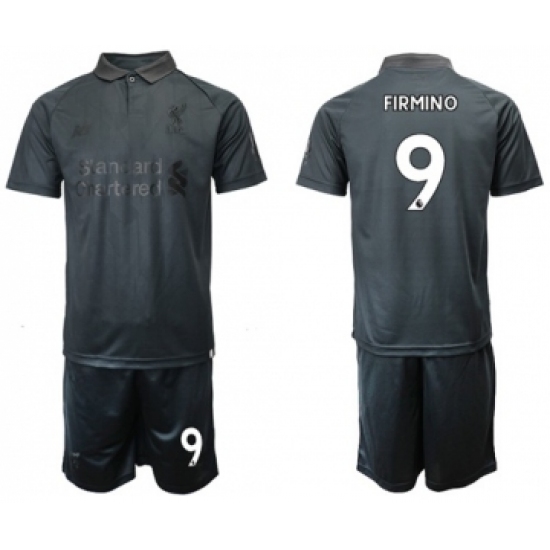 Liverpool #9 Firmino Black Soccer Club Jersey