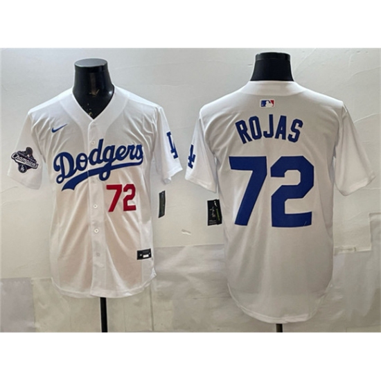 Men's Los Angeles Dodgers #72 Miguel Rojas White 2025 World Series Champions Limited Stitched Baseball Jersey - Ujersey