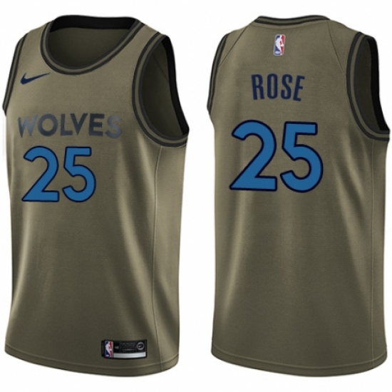 Men's Nike Minnesota Timberwolves #25 Derrick Rose Swingman Green Salute to Service NBA Jersey