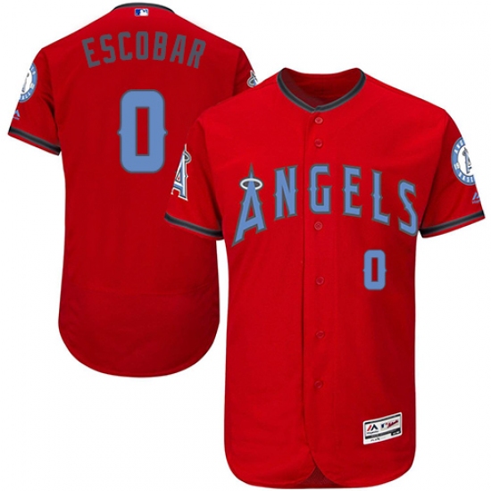 Men's Majestic Los Angeles Angels of Anaheim #0 Yunel Escobar Authentic Red 2016 Father's Day Fashion Flex Base MLB Jersey - Ujersey