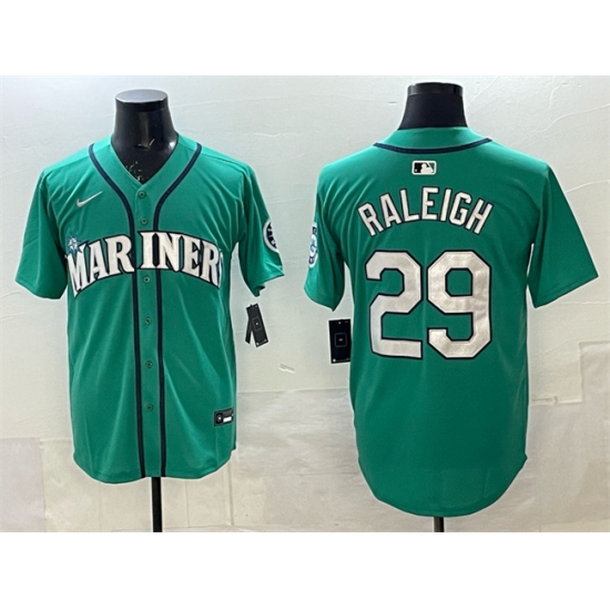 Men's Seattle Mariners #29 Cal Raleigh Aqua Limited Stitched jersey - Ujersey