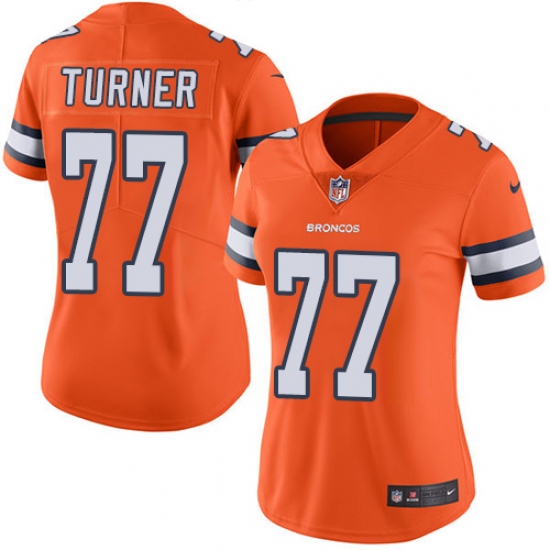 Women's Nike Denver Broncos #77 Billy Turner Limited Orange Rush Vapor Untouchable NFL Jersey - Ujersey