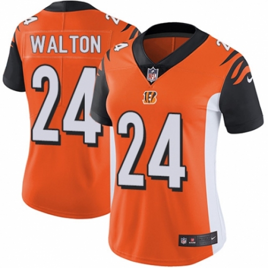 Women's Nike Cincinnati Bengals #24 Mark Walton Orange Alternate Vapor Untouchable Limited Player NFL Jersey - Ujersey