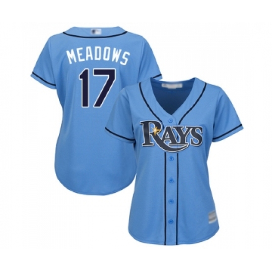 Women's Tampa Bay Rays #17 Austin Meadows Replica Light Blue Alternate 2 Cool Base Baseball Jersey - Ujersey
