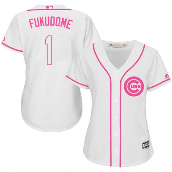 Women's Majestic Chicago Cubs #1 Kosuke Fukudome Authentic White Fashion MLB Jersey - Ujersey