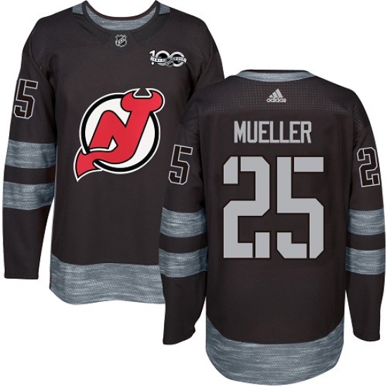 Men's Adidas New Jersey Devils #25 Mirco Mueller Authentic Black 1917-2017 100th Anniversary NHL Jersey - Ujersey