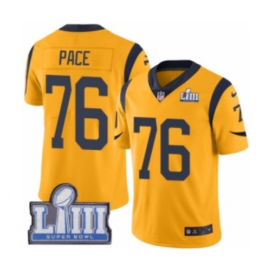 Youth Nike Los Angeles Rams #76 Orlando Pace Limited Gold Rush Vapor Untouchable Super Bowl LIII Bound NFL Jersey - Ujersey