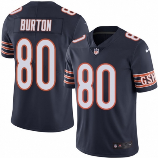 Men's Nike Chicago Bears #80 Trey Burton Navy Blue Team Color Vapor Untouchable Limited Player NFL Jersey - Ujersey