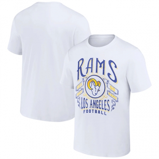 Men's Los Angeles Rams White X Darius Rucker Collection Vintage Football T Shirt - Ujersey