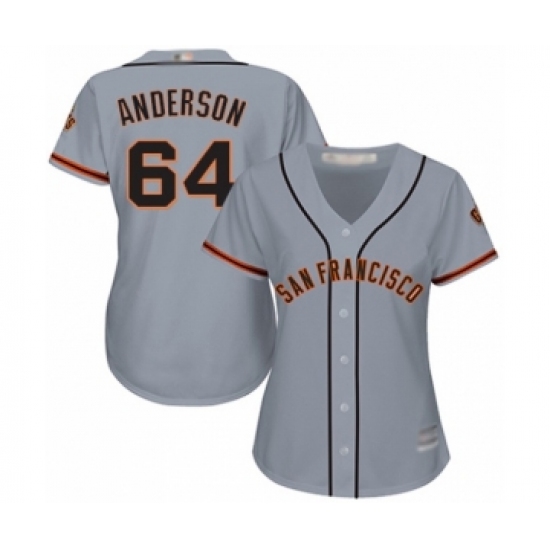 Women's San Francisco Giants #64 Shaun Anderson Authentic Grey Road Cool Base Baseball Player Jersey - Ujersey