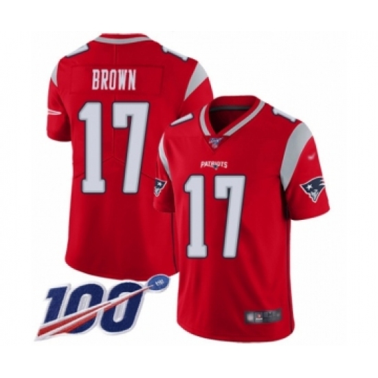 Youth New England Patriots #17 Antonio Brown Limited Red Inverted Legend 100th Season Football Jersey - Ujersey