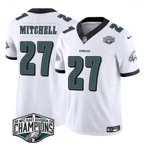 Men's Philadelphia Eagles #27 Quinyon Mitchell White 2024 New NFC East Champions F.U.S.E. Vapor Untouchable Limited Stitched Football Jersey - Ujersey