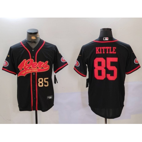 Men's San Francisco 49ers #85 George Kittle Black With Cool Base Stitched Baseball Jersey - Ujersey
