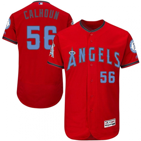 Men's Majestic Los Angeles Angels of Anaheim #56 Kole Calhoun Authentic Red 2016 Father's Day Fashion Flex Base MLB Jersey - Ujersey