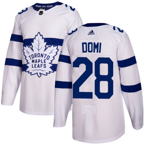 Youth Adidas Toronto Maple Leafs #28 Tie Domi Authentic White 2018 Stadium Series NHL Jersey - Ujersey