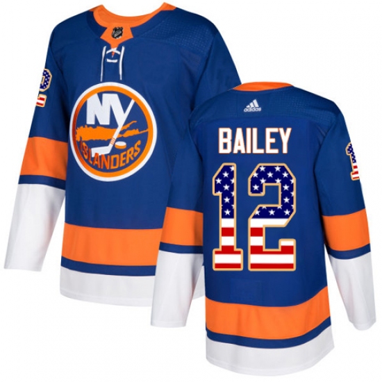 Youth Adidas New York Islanders #12 Josh Bailey Authentic Royal Blue USA Flag Fashion NHL Jersey - Ujersey