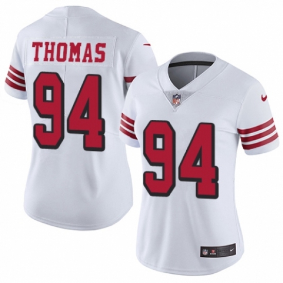 Women's Nike San Francisco 49ers #94 Solomon Thomas Limited White Rush Vapor Untouchable NFL Jersey - Ujersey