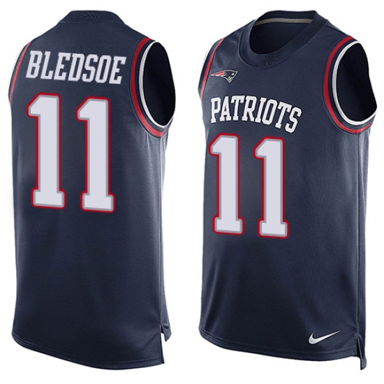 Men's Nike New England Patriots #11 Drew Bledsoe Limited Navy Blue Player Name & Number Tank Top NFL Jersey - Ujersey
