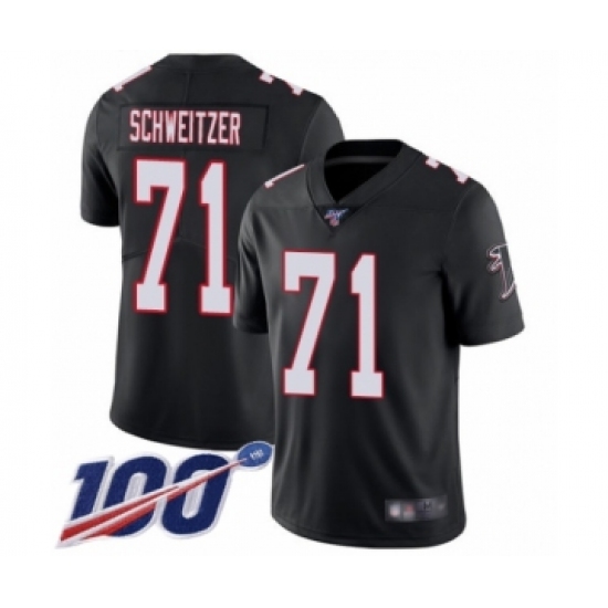 Men's Atlanta Falcons #71 Wes Schweitzer Black Alternate Vapor Untouchable Limited Player 100th Season Football Jersey - Ujersey