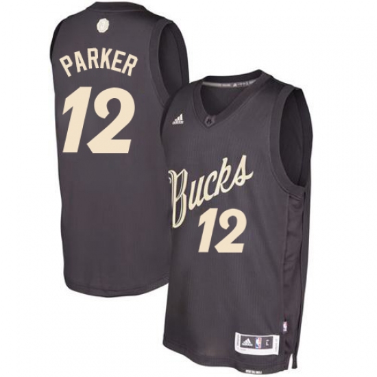 Men's Adidas Milwaukee Bucks #12 Jabari Parker Authentic Black 2016-2017 Christmas Day NBA Jersey - Ujersey