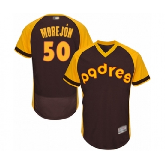 Men's San Diego Padres #50 Adrian Morejon Brown Alternate Cooperstown Authentic Collection Flex Base Baseball Player Jersey - Ujersey