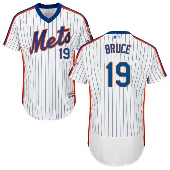 Men's Majestic New York Mets #19 Jay Bruce White Alternate Flex Base Authentic Collection MLB Jersey - Ujersey