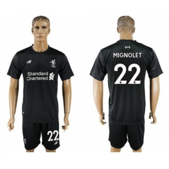 Liverpool #22 Mignolet Black Goalkeeper Soccer Club Jersey