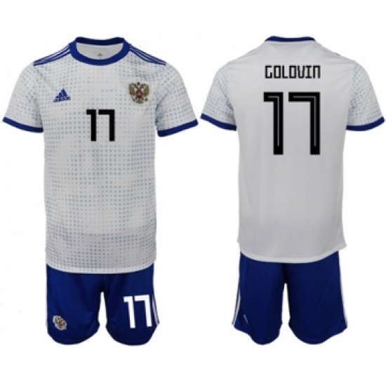 Russia #17 Golovin Away Soccer Country Jersey