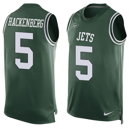 Men's Nike New York Jets #5 Christian Hackenberg Limited Green Player Name & Number Tank Top NFL Jersey - Ujersey
