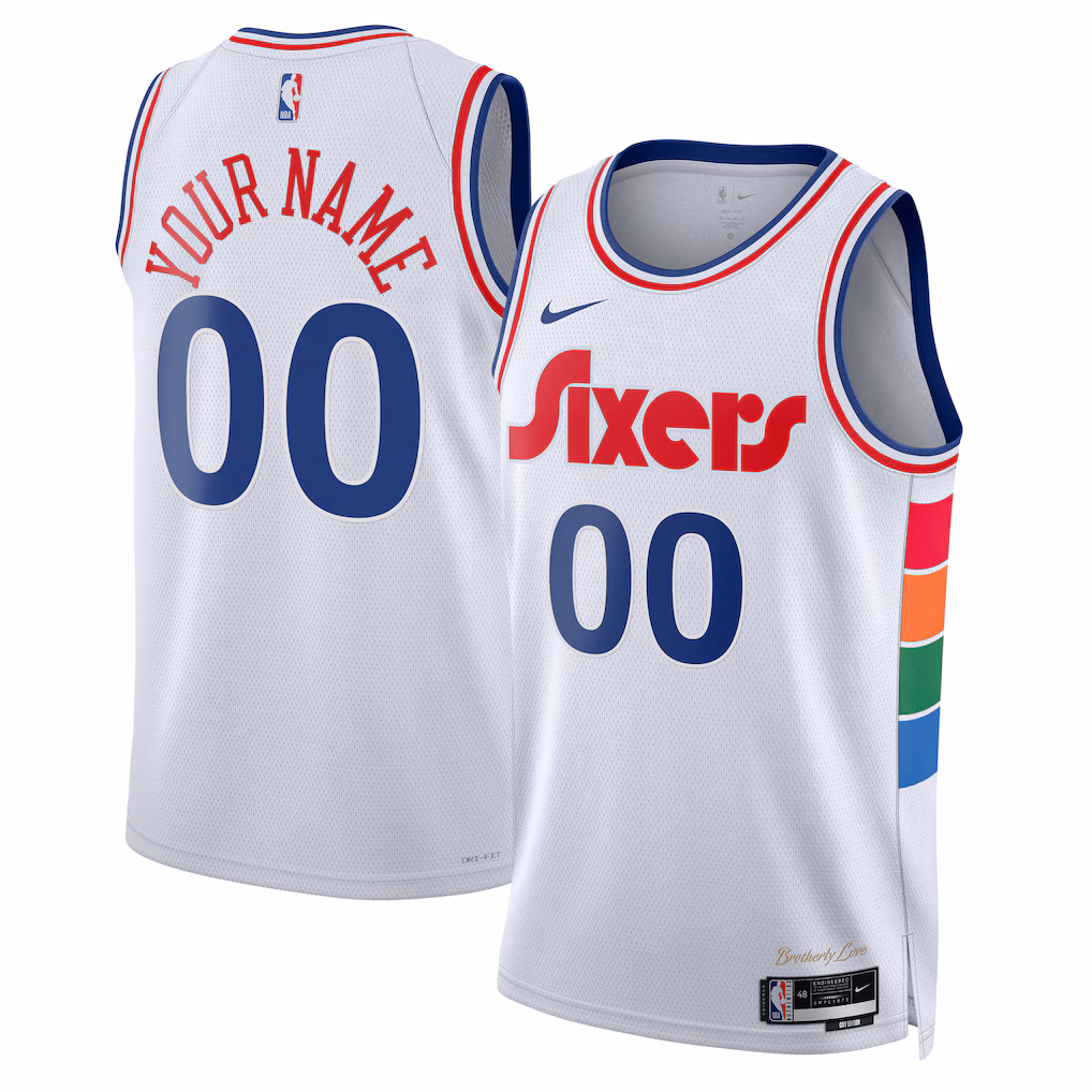 Unisex Philadelphia 76ers Nike White 2024/25 Custom Swingman Jersey - City Edition - Ujersey