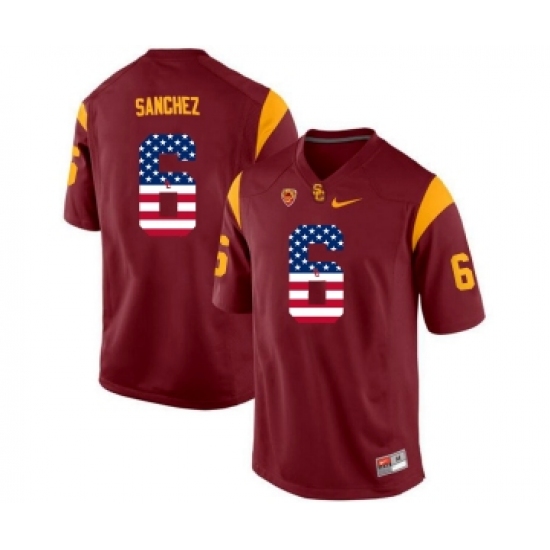 USC Trojans 6 Mark Sanchez Red USA Flag College Football Jersey - Ujersey