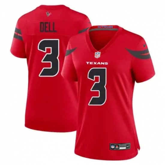 Women Houston Texans #3 Tank Dell Red 2024 Alternate F U S E Vapor Stitched Football Jersey - Ujersey