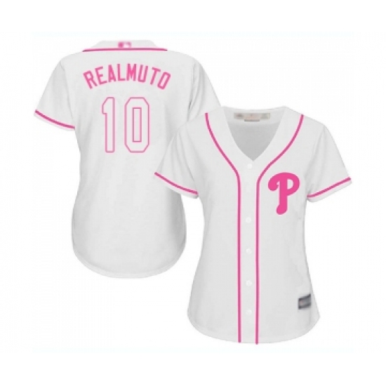 Women's Philadelphia Phillies #10 J. T. Realmuto Replica White Fashion Cool Base Baseball Jersey - Ujersey