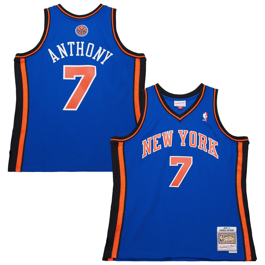 Men's New York Knicks Carmelo Anthony Mitchell & Ness Blue Big & Tall 2010/11 Swingman Jersey - Ujersey