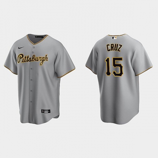 Mens Pittsburgh Pirates #15 Oneil Cruz Nike Gray Road CoolBase Jersey - Ujersey
