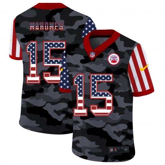 Men's Kansas City Chiefs #15 Patrick Mahomes Camo Flag Nike Limited Jersey - Ujersey