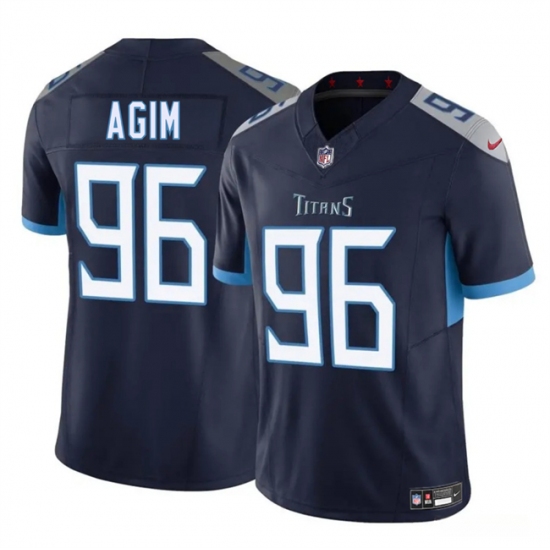 Men's Tennessee Titans #96 McTelvin Agim Navy 2025 F.U.S.E. Vapor Limited Football Stitched Jersey - Ujersey
