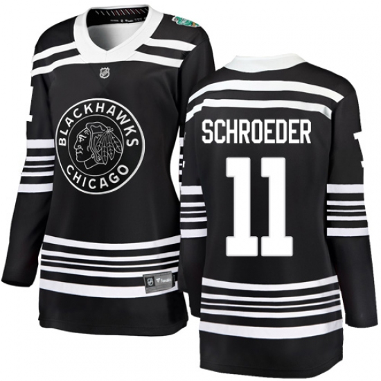 Women's Chicago Blackhawks #11 Jordan Schroeder Black 2019 Winter Classic Fanatics Branded Breakaway NHL Jersey - Ujersey
