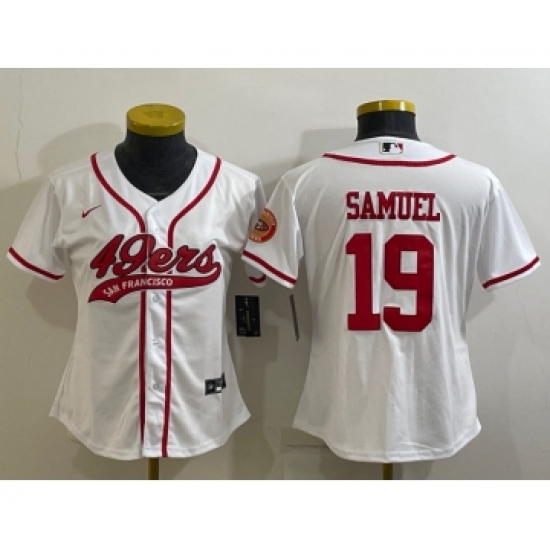 Women's San Francisco 49ers #19 Deebo Samuel White With Patch Cool Base Stitched Baseball Jersey - Ujersey