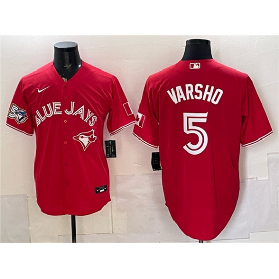 Men's Toronto Blue Jays #5 Daulton Varsho Red 50 Seasons Stitched Baseball Jersey - Ujersey