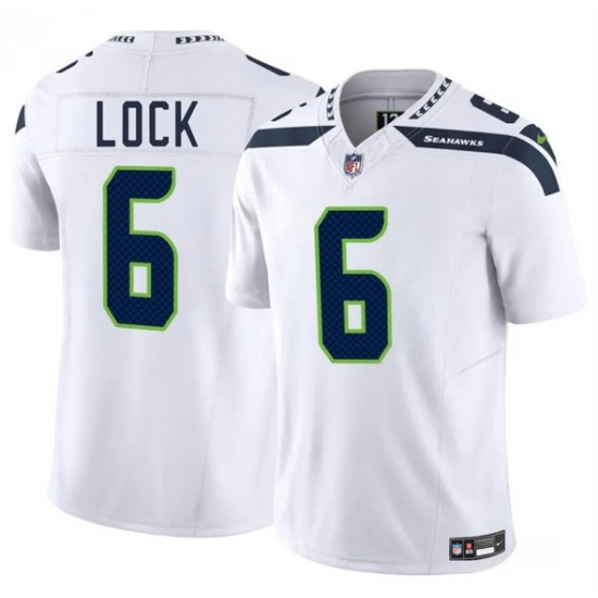 Men's Seattle Seahawks #6 Drew Lock White 2025 F.U.S.E. Vapor Limited Football Stitched Jersey - Ujersey