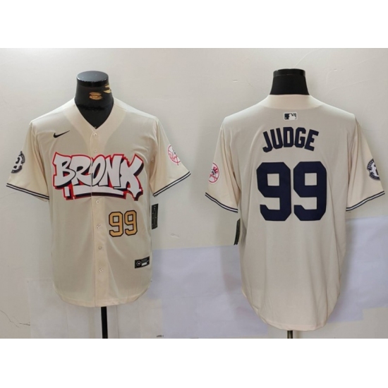 Men's New York Yankees #99 Aaron Judge Cream Limited Stitched Baseball Jerseys - Ujersey