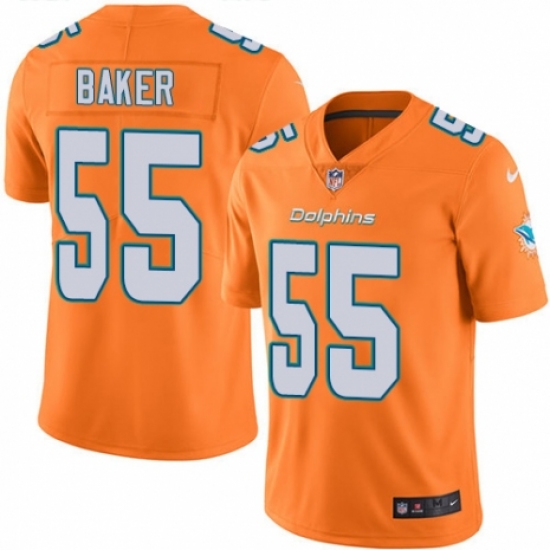 Men's Nike Miami Dolphins #55 Jerome Baker Limited Orange Rush Vapor Untouchable NFL Jersey - Ujersey