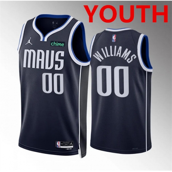 Youth Dallas Mavericks #00 Brandon Williams Navy Statement Edition Stitched Basketball Jersey - Ujersey