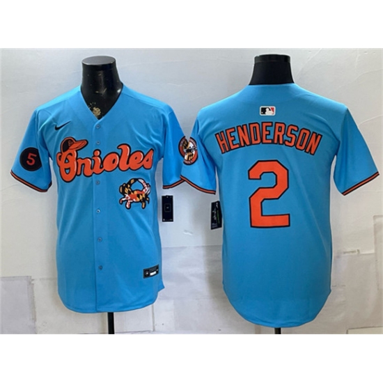 Men's Baltimore Orioles #2 Gunnar Henderson Blue With Vapor Premier Limited Stitched Baseball Jersey - Ujersey