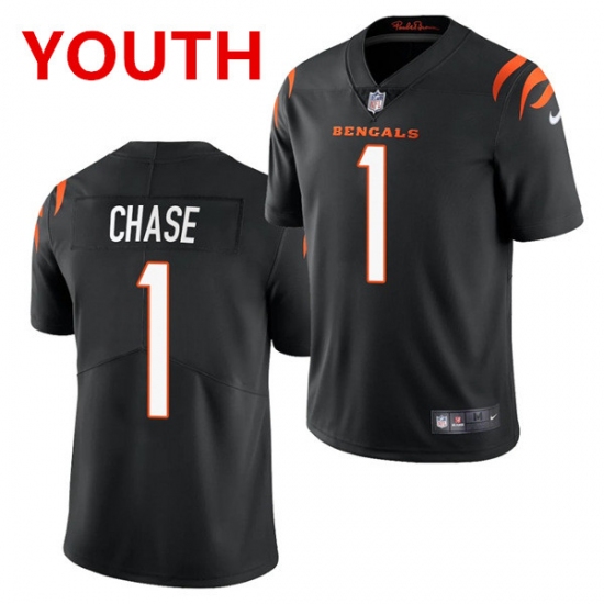 Youth Cincinnati Bengals #1 JaMarr Chase Limited Black Vapor Jersey - Ujersey
