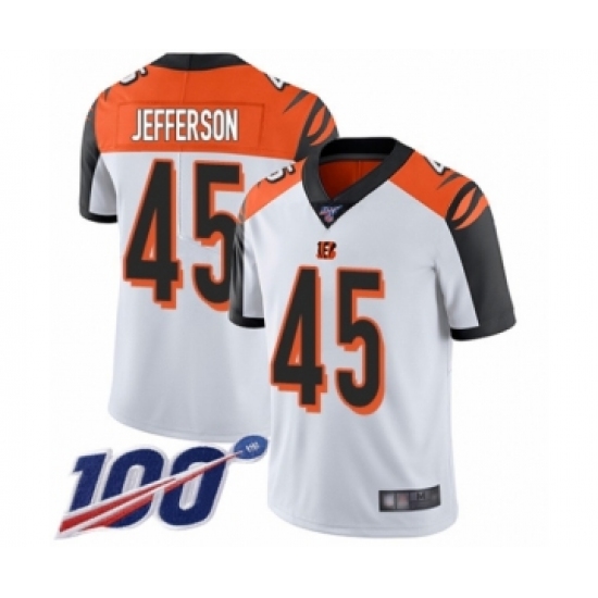 Men's Cincinnati Bengals #45 Malik Jefferson White Vapor Untouchable Limited Player 100th Season Football Jersey - Ujersey